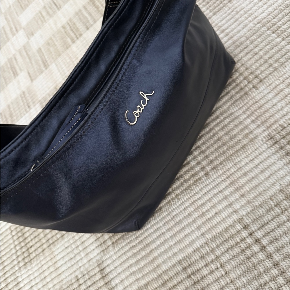 Coach Navy Leather Shoulder Bag